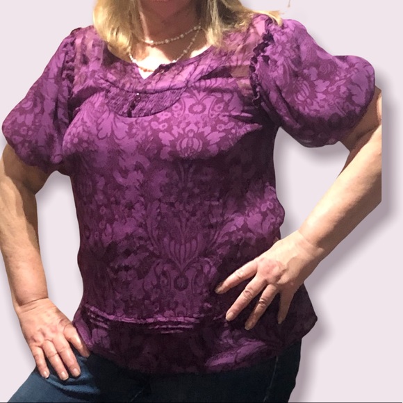 Apt 9 XL Ladies blouse Sheer top with‎ matching tank top. - Picture 1 of 7